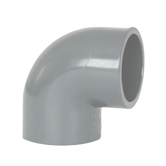 Elbow 90° PVC-U, PN16, solvent socket, Coraplax