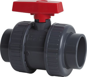 Ball Valve 2W PVC grey PVCu solvent socket metric PN16 EPDM PE, Coraplax